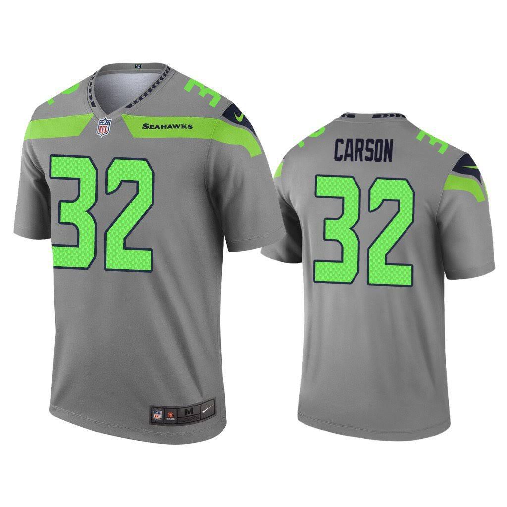 Men Seattle Seahawks 32 Chris Carson Nike Gray Inverted Legend NFL Jersey